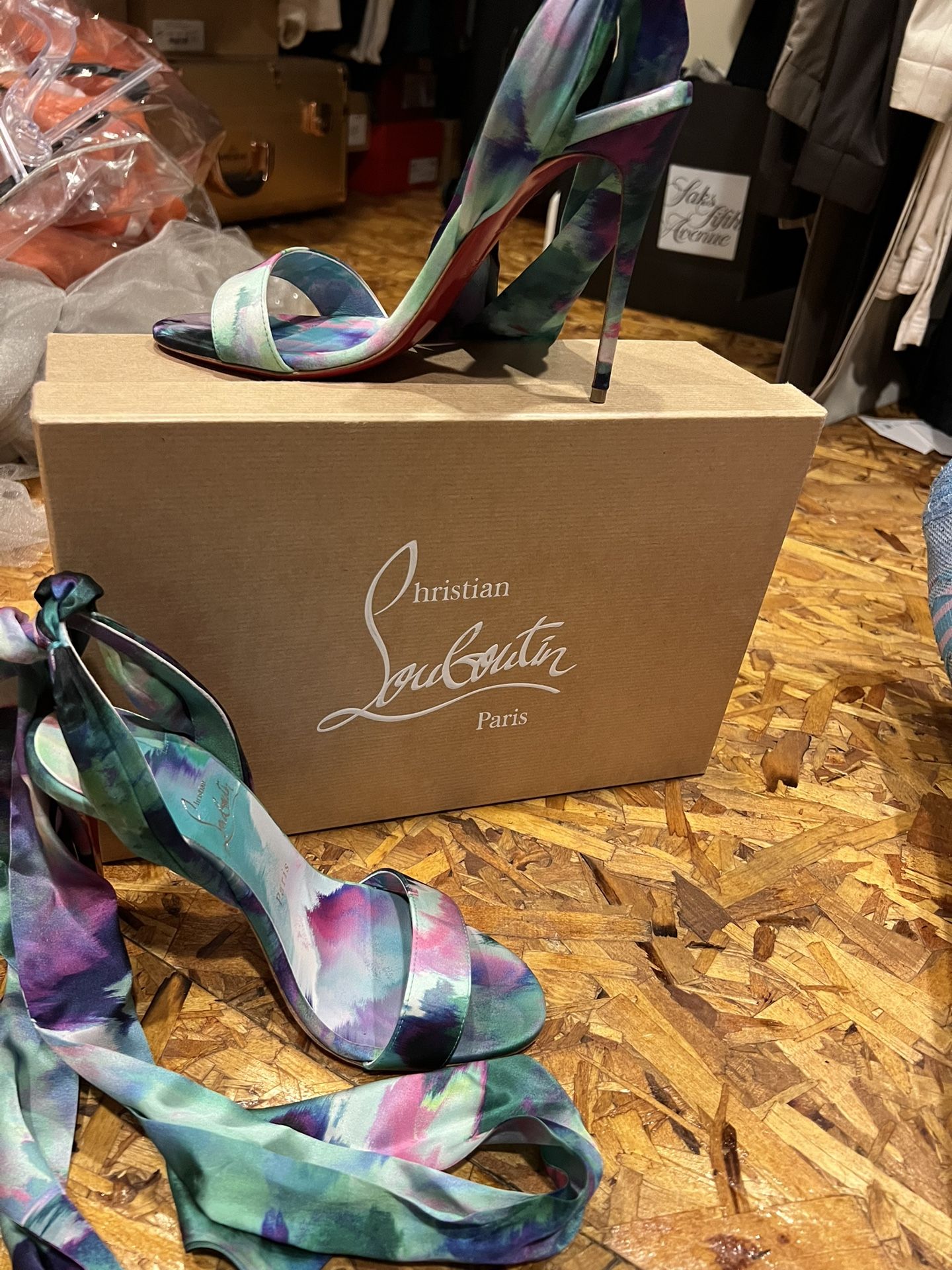 Christian Louboutin pink and Blue and purple Stiletto Heels