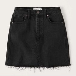 Abercrombie & Fitch Black Distressed Ultra High Rise Denim Mini Skirt