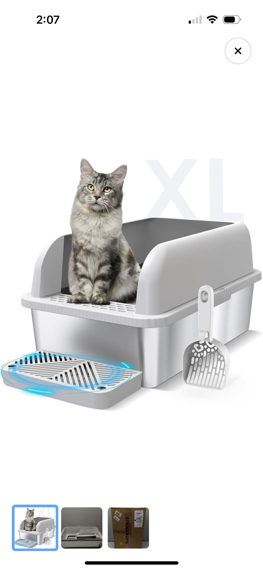 Enclosed Stainless Steel Cat Litter Box With Lid XL Litter Box For Big Cats