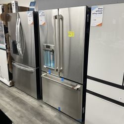 Café - 22.2 Cu. Ft. French Door Counter-Depth Smart Refrigerator with Hot Water Dispenser, Customizable - Stainless Steel