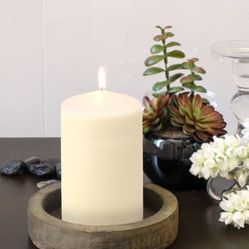 Stonebriar 6 Pack Tall 3 x 6 Inch 65 Hour Long Burning Unscented Ivory Wax Pillar Candles