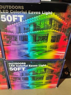 50 FT PERMANENT OUTDOOR LED COLORFUL EAVES LIGHTS WITH APP CONTROL REMOTE