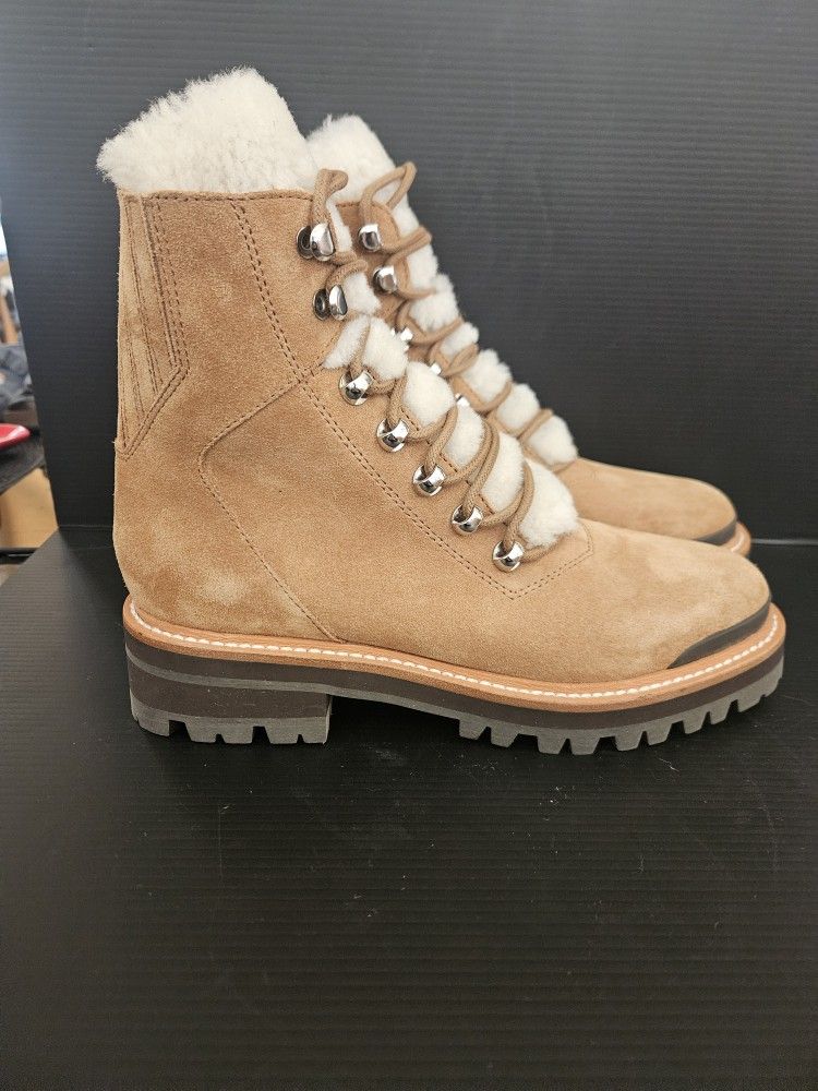 Marc Fisher Lug sole Izzie Genuine Shearling Ankle Boots Sz 7M