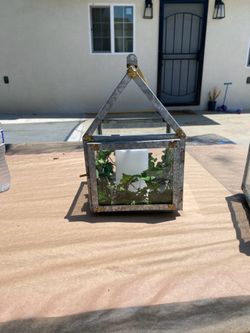 7 Centerpieces galvanized metal glass  birdhouses