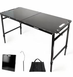 Tactical Camping Table with Adjustable Height, Collapsible Table Lightweight with Carry Bag for Camping, Travel expeditions, Hiking, Picnics, BBQs & B