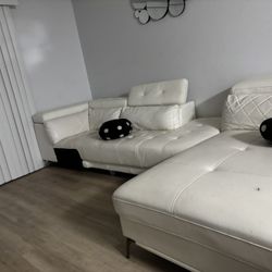White Leather Couch 