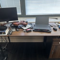Tribesigns 55 inch Large Computer Desk with Storage Cabinet, Modern