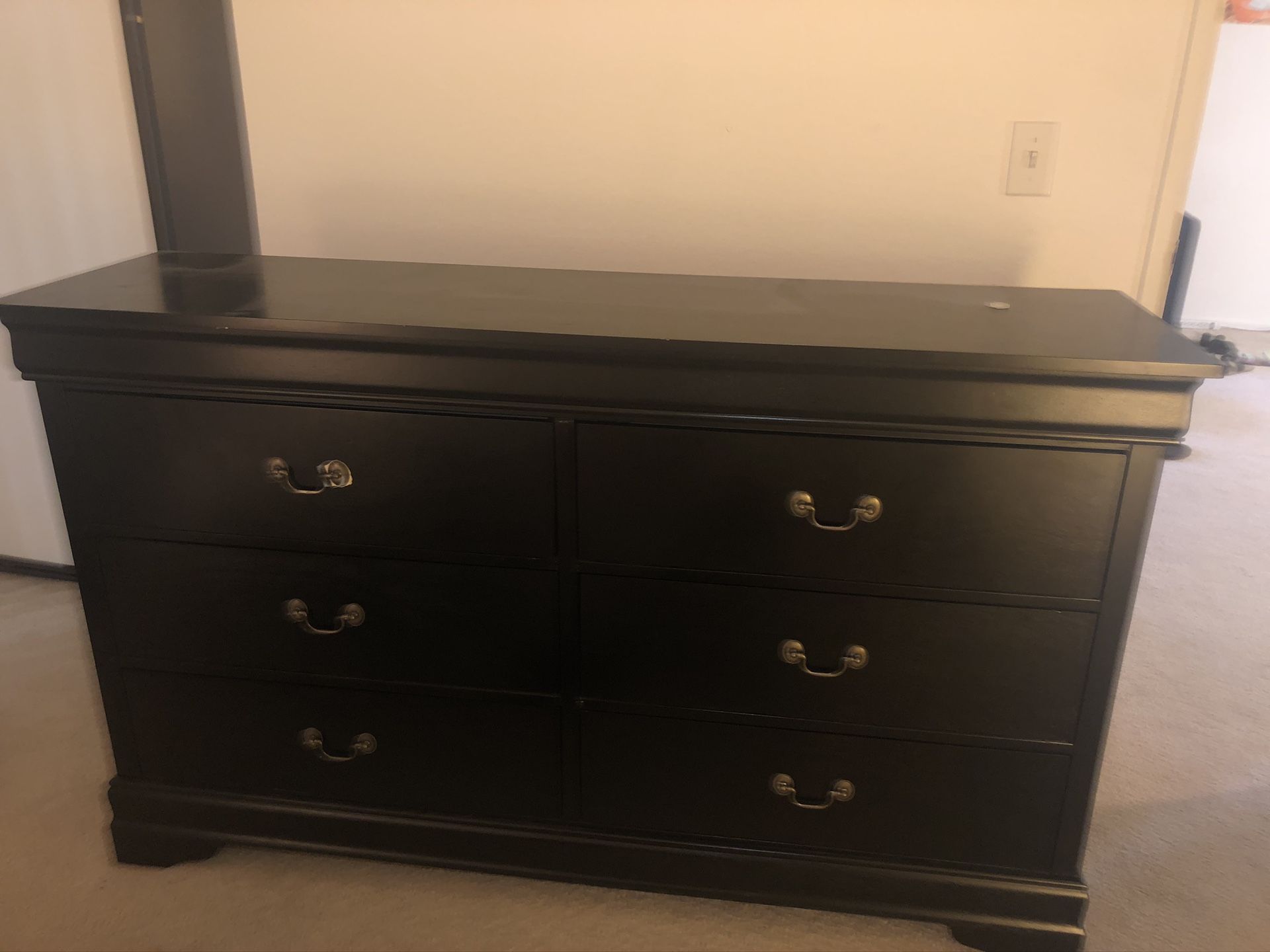 Wooden Black Dresser + night stand