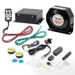 9200E Amplifier Police Siren & Metal Ultra Slime Octagon Compact Flat Speaker,DC12V 100W Multi-Tones Wired Control with Mic Loudspeaker Emergency Elec