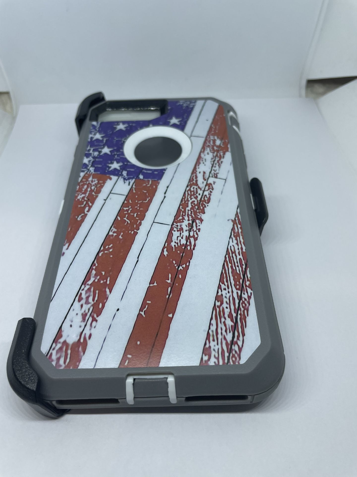 For iPhone 6 / 6s Plus iPhone 7 / 7 Plus iPhone 8 / 8 Plus USA Flag Camo Belt Clíp Case