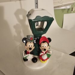 Vintage Disney Mickey & Minnie Mouse Christmas Candle Holder Teleflora 8.5"