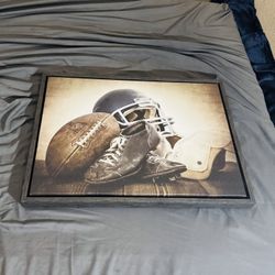 Sylvie Vintage Football Gear Framed Canvas by Shawn St. Peter, 18x24 Dark Gre...