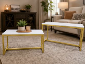 Modern Gold & White Accent Tables – Set of 2