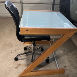 Computer Glass Desk With Chair