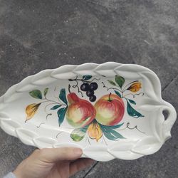 vintage made in italy apple and pear serving tray