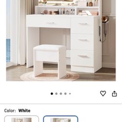 Makeup Vanity Desk with Smart LED Mirror & Charging Station