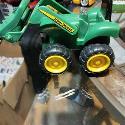 John Deere Front End Loader ERTL plastic Gree. And Tell Farm Equipment Toy