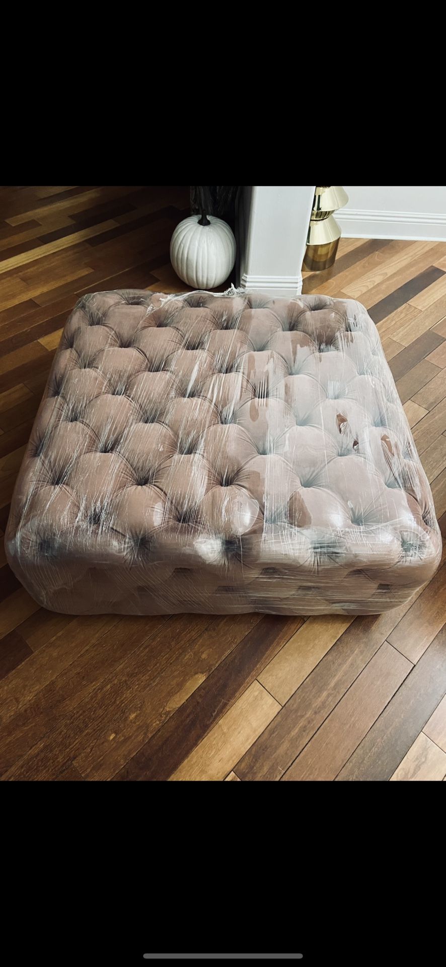 Blush Pink Velvet Ottoman