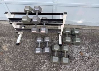Dumbbells. Pairs are 35,50,60,65,85