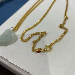 Jade Buddha chain gold