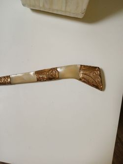 Antique parasol gold tone Mother of pearl handle