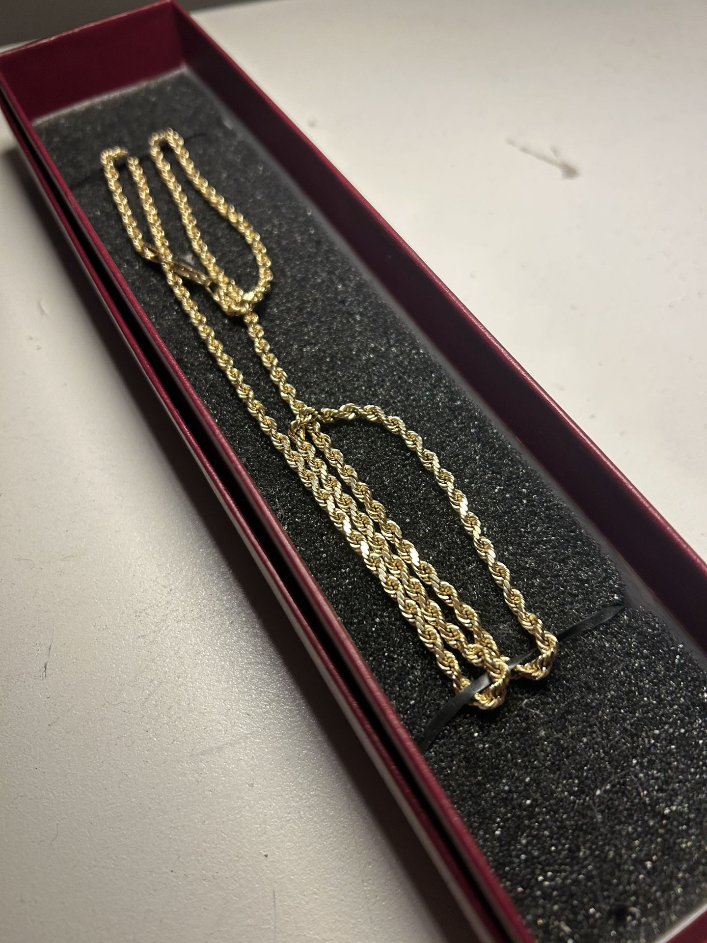 Semi-Solid 1.8 mm Gold Rope Chain 22inch