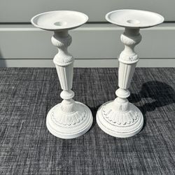White Metal Candle Holders