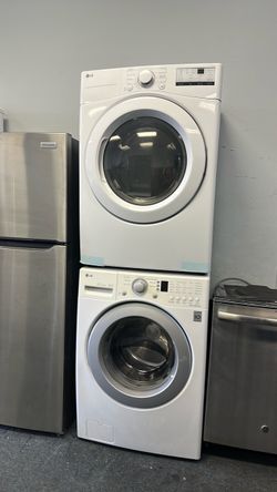 Front load of washer and dryer set stackable