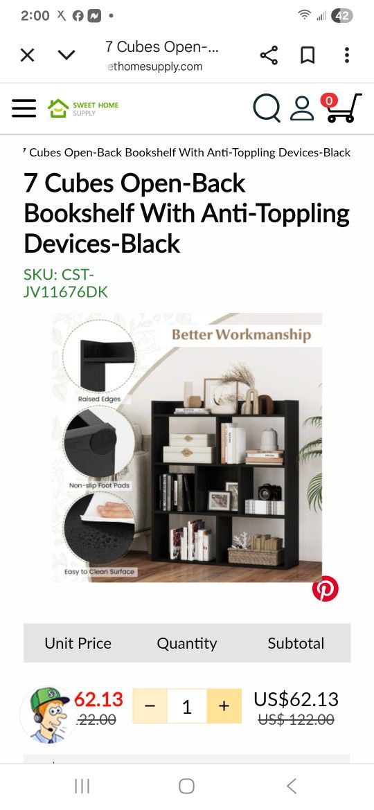 7 Cube Anti Toppling Bookshelf