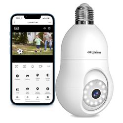 4MP Bulb Security Camera 2.4GHz,360° 2K Security Cameras Wireless Outdoor Indoor Full Color Day and Night, Motion Detection, Audible Alarm, Easy Insta