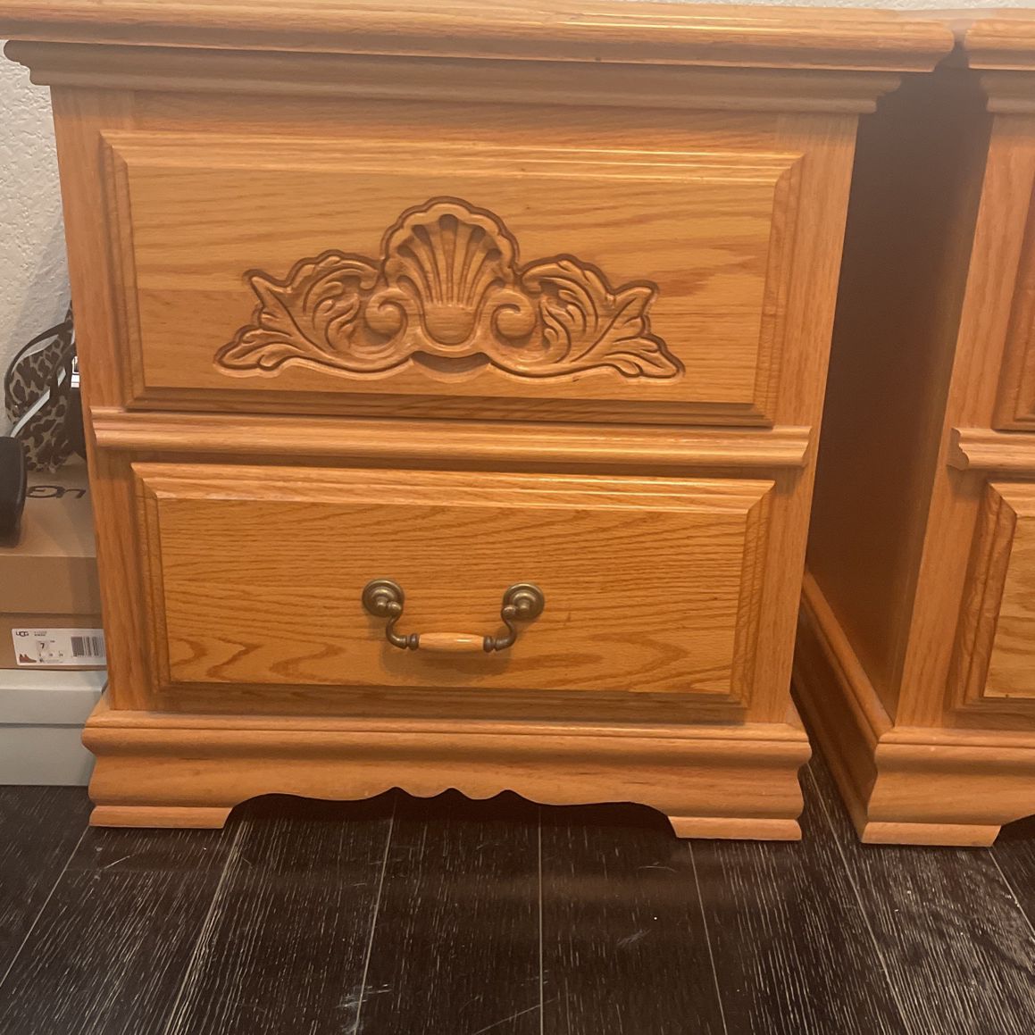 Two Solid Wood Nightstands 