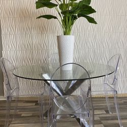 Dining Table And Clear Chairs 