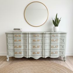 French Provincial Vintage Green Dresser 