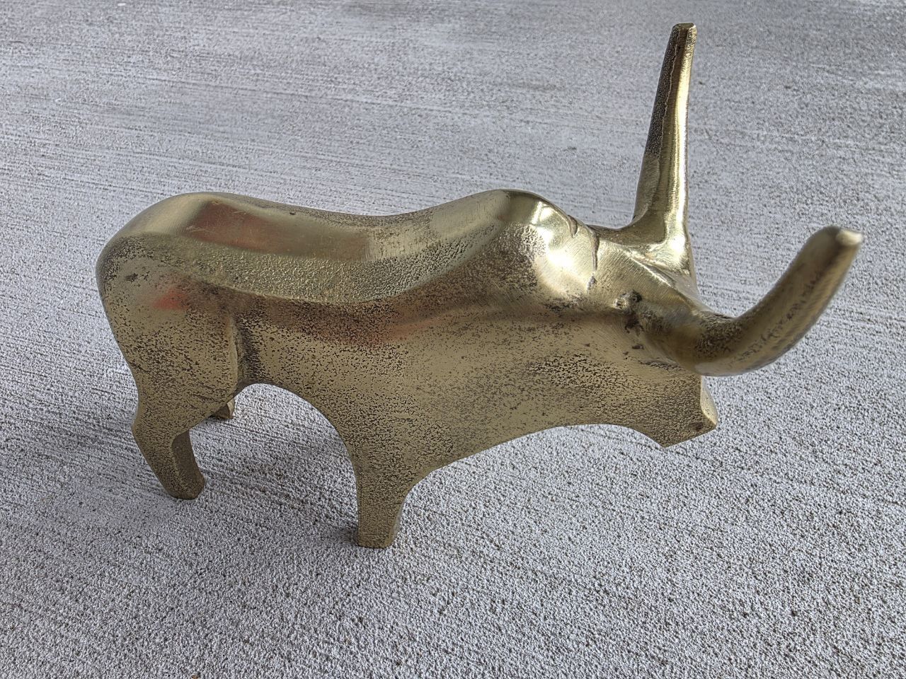 Vintage Mid Century Modern Solid Brass Bull Figurine 6β β Abstract Animal Sculpture