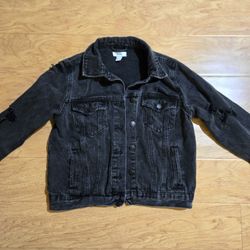 Forever 21 Denim Black Distressed Jacket - Small