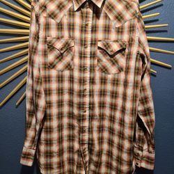 vintage pendelton western style flannel with pearl snap buttons large patagonia