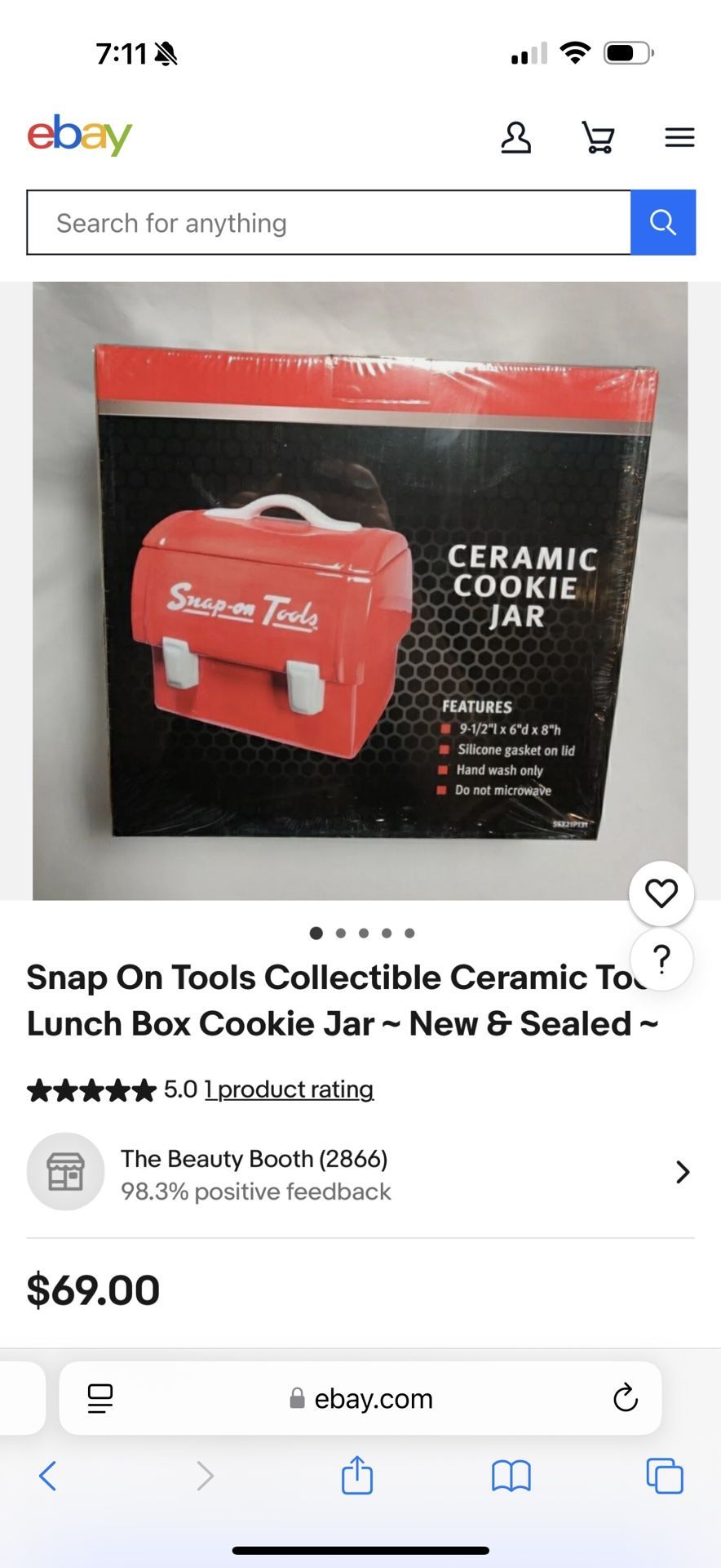 Snap On Tools Collectible Ceramic Cookie Jar