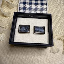 Ox & Bull Rectangular Cufflinks with Blue Stone – Boxed, Elegant Gift