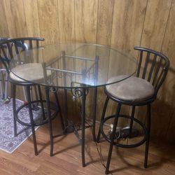 Glass Table W/ 2 Chairs 