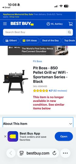 Pit Boss - 850 Pellet Grill w/ WiFi - Sportsman Series - Black