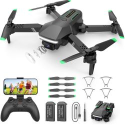 Drone with Camera for Kids Beginners - Foldable 1080P HD Camera Drones with 2 Batteries,FPV Live Video Remote Control,Gestures Selfie,One Key Start,36