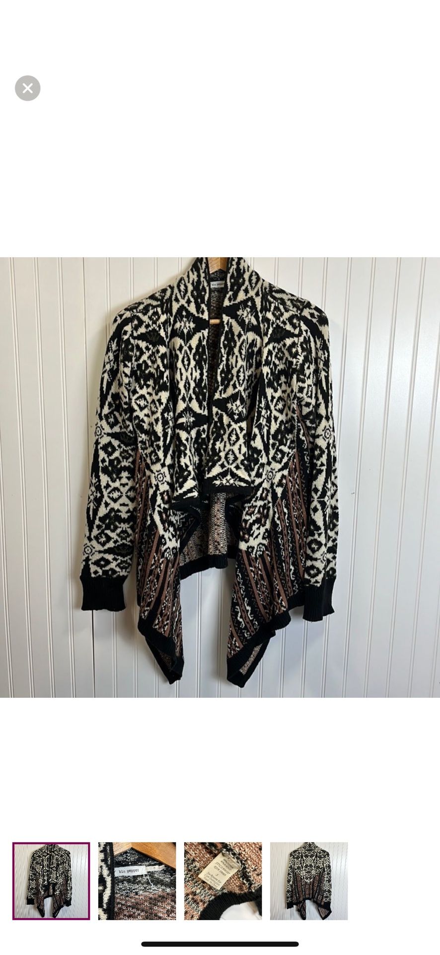 Blu Pepper Aztec Print Cardigan size Medium