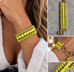 Brand new Neon Yellow & Gold Statement Bracelet