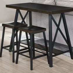 Rustic Wood Table with metal x design legs 