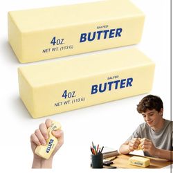 2 Pack Butter Squishy 4 OZ Butter Stress Ball, Soft Fidget Squeeze Ball, Anxiety & Stress Relief, for Office, School & Travel, Cute Desk Stress Reliev