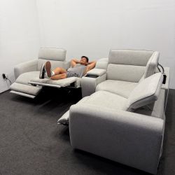 Bob’s Moonlight Dove 123'' Power Recliner 5 Piece Sectional Sofa with Power Headrest - Free Delivery