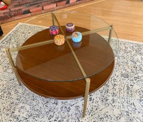 West Elm Mid-Century Art Display Round Coffee Table (34"–42")