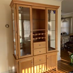 Wood Curio Cabinet And Wine Rack 
