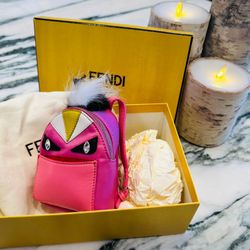 FENDI Italy 7AR4575PPF078Q Leather Bag Bugs Backpack Charm Key Chain