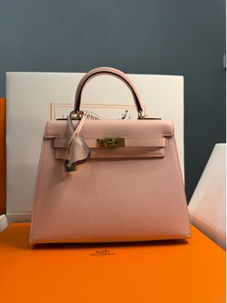 Hermes Kelly 25 Sellier Rose Sakura Epsom Leather with Gold Hardware